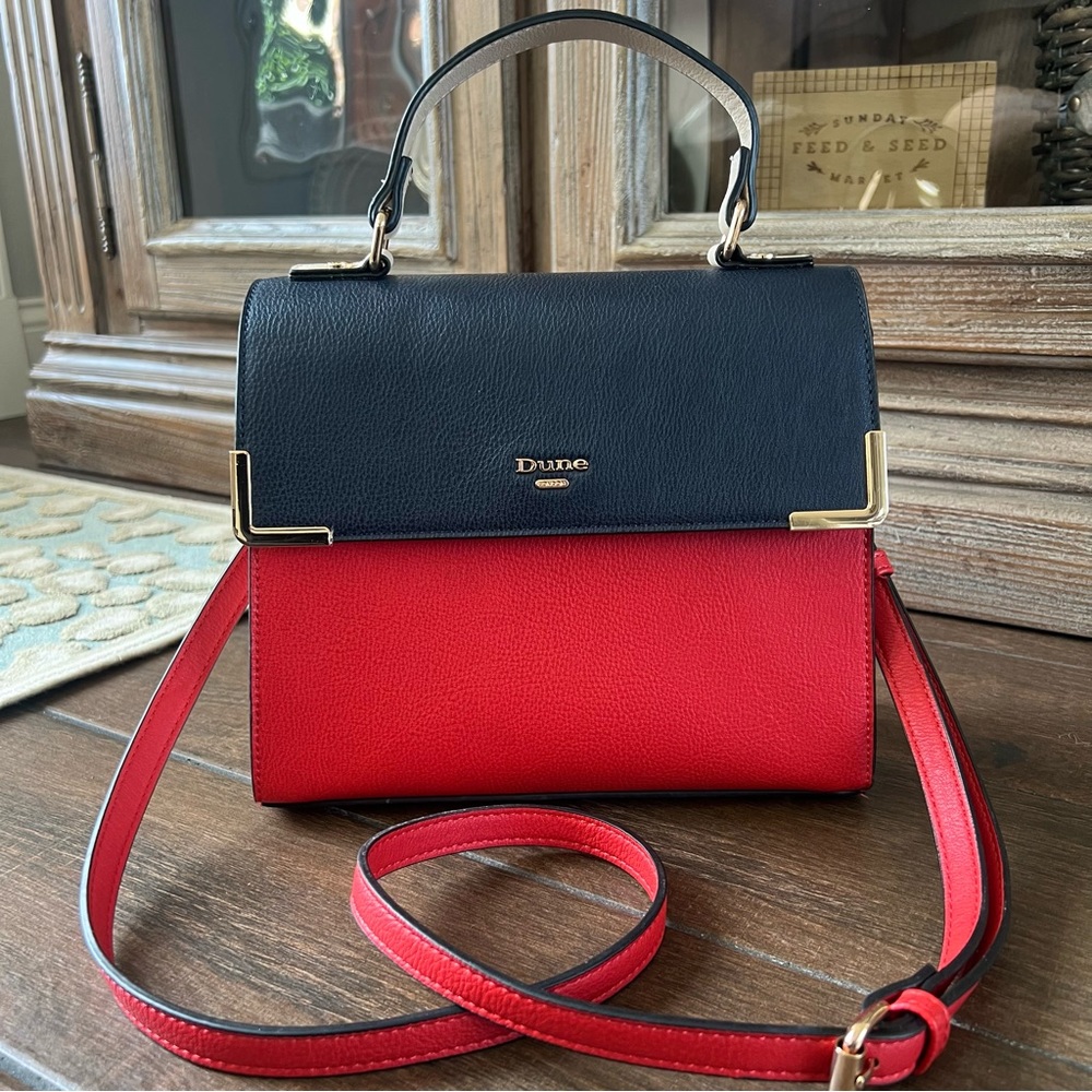 Dune satchel crossbody adjustable purse gold red